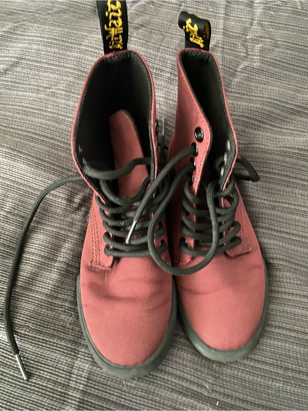 Dr. Marten Burgundy Canvas Lace-Up Boots